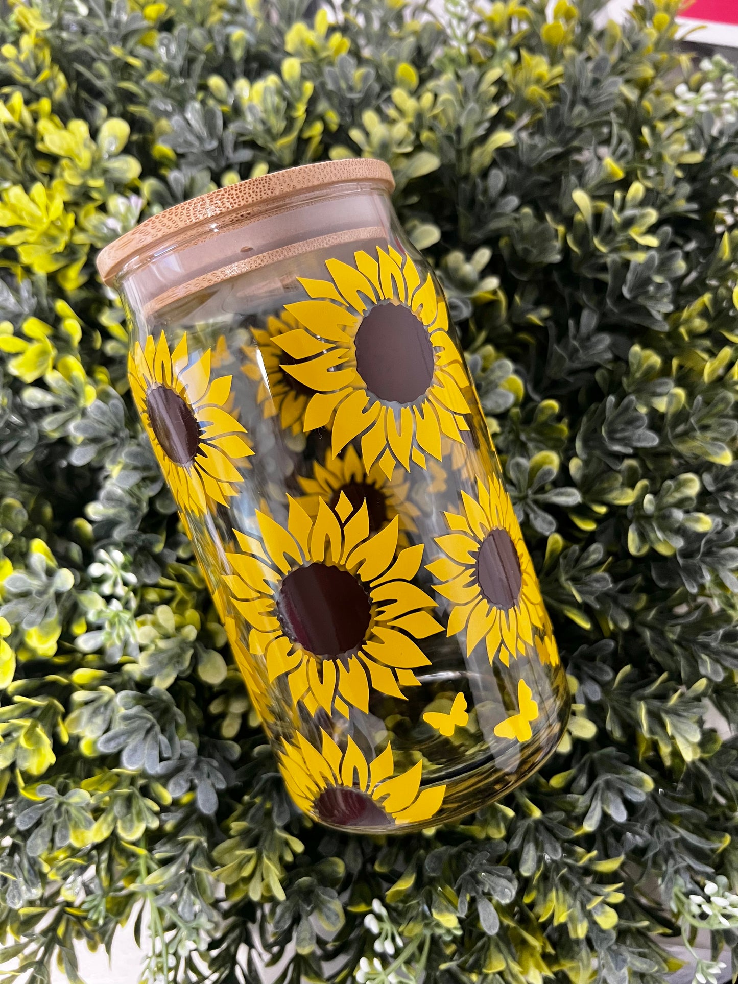 Sunflower glass can